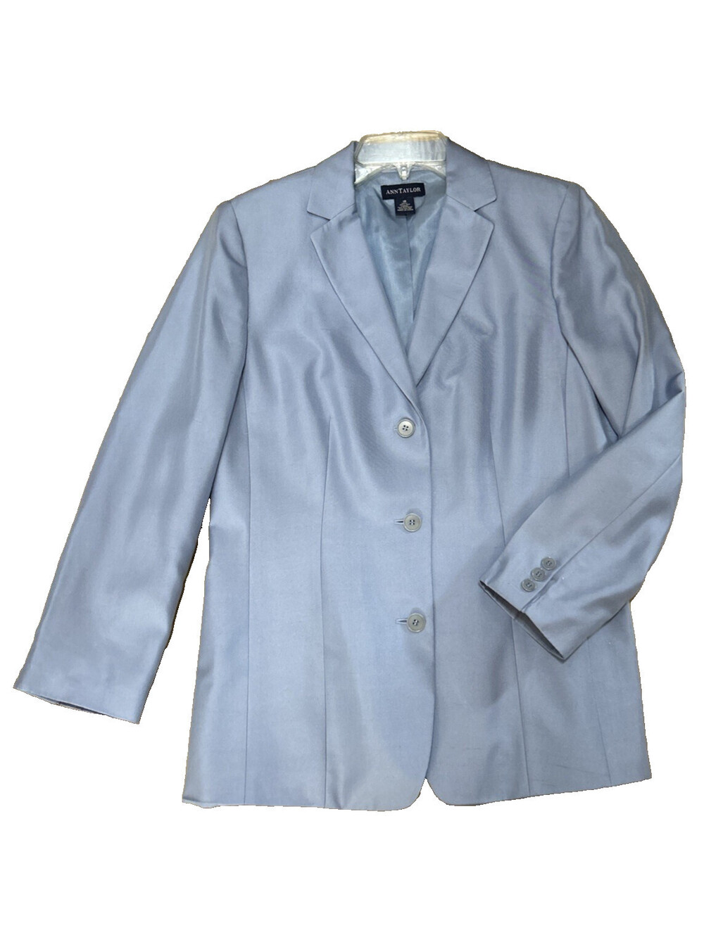 Ann Taylor 10 100% Silk Light Blue Blazer Lined Quiet Luxury